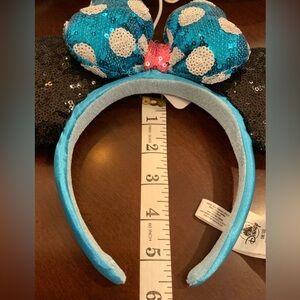 Disney Black and Blue Sequin Minnie Mouse Headband with flower